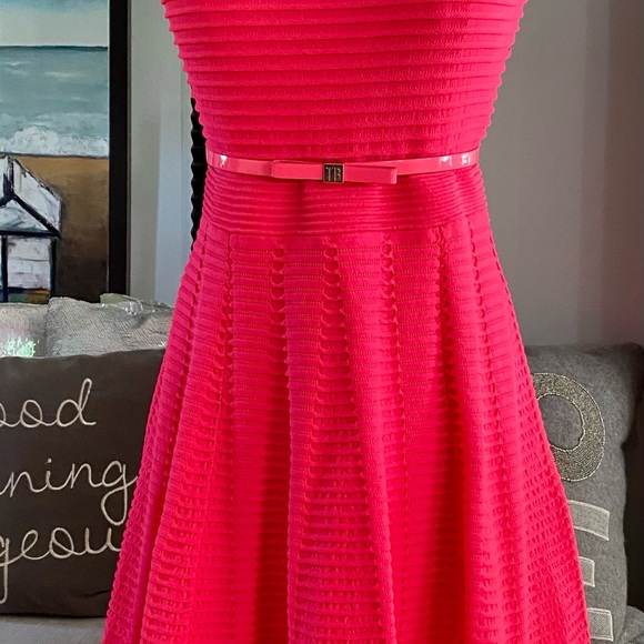 πππ TED BAKER LONDON FIT & FLARE BRIGHT PINK DRESS SIZE 3 TB. SIZE 6/8 πππ - Picture 6 of 11